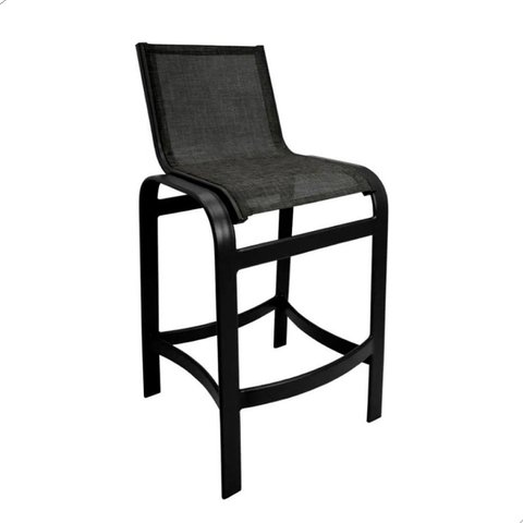 Banqueta Lótus Baixa 60cm Altura de Alumínio e Tela Sling Preta - Trama Móveis