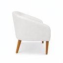Ver imagem 6 de Poltrona Sala Decorativa Kit 2 Stella Pé Madeira Trapézio Castanho Sintético Pu Branco D03 - D’Rossi