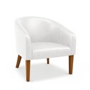 Ver imagem 5 de Poltrona Sala Decorativa Kit 2 Stella Pé Madeira Trapézio Castanho Sintético Pu Branco D03 - D’Rossi