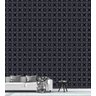 Papel De Parede Floral Geometrico Preto Com Detalhe Branco Para Quarto Sala Modelo Imperial - 2