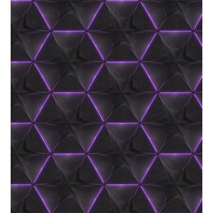 Papel De Parede Efeito 3D Preto Com Detalhe Roxo