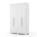 Ver imagem 2 de Guarda-Roupa Solteiro 4 Portas, 2 Gavetas e Pés Noronha Branco