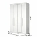 Ver imagem 3 de Guarda-Roupa Solteiro 4 Portas, 2 Gavetas e Pés Noronha Branco