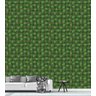 Papel De Parede Modelo Imperial Para Quarto Sala Com Efeito Tecido Verde Com Trevo De 3 Folhas - 1
