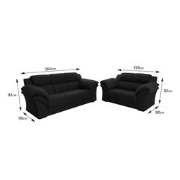 Conjunto Sofá Windsor Velut 3 e 2 Lugares 2,04m e 1,59m - King House - 2