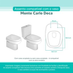 Tampa Vaso Sanitário Madeira Laqueada Monte Carlo Branco para Bacia Deca - 3