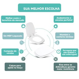 Tampa Vaso Sanitário Madeira Laqueada Monte Carlo Branco para Bacia Deca - 4
