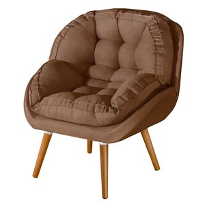 Poltrona Linho Luxo/conforto Premium Pés Palito Madeira:terracota/linho