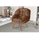 Ver imagem 2 de Poltrona Linho Luxo/conforto Premium Pés Palito Madeira:terracota/linho