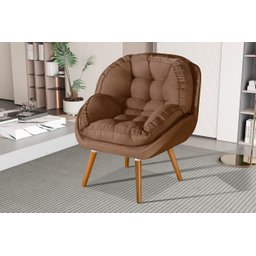 Poltrona Linho Luxo/conforto Premium Pés Palito Madeira:terracota/linho - 2