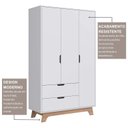 Ver imagem 6 de Guarda-Roupa Infantil 3 Portas e 2 Gavetas 100% MDF Alice Branco/Louro Freijó Grann
