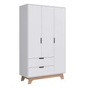 Ver imagem 2 de Guarda-Roupa Infantil 3 Portas e 2 Gavetas 100% MDF Alice Branco/Louro Freijó Grann
