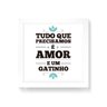 Quadro Decorativo Amor e Gatinho - 50x50cm (Moldura em laca branca) - Arte Maníacos - 1