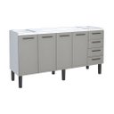Ver imagem 1 de Gabinete de Cozinha 174cm Armário 100% Aço 4 Porta 4 Gavetas:Cinza