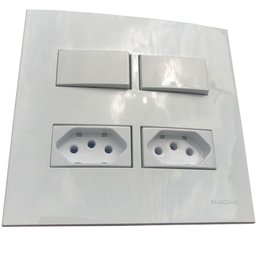Caixa 4x4 Versatil Sobrepor Branco - 2 Tomadas 2p+t 10 A+2 Interruptor Simples separados - 1