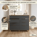 Ver imagem 2 de Cômoda Luxo Doha Infinity 8 Gavetas Telescópica Madeira Design Moderno Puxadores Dourados Quarto Ele
