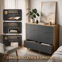 Ver imagem 3 de Cômoda Luxo Doha Infinity 8 Gavetas Telescópica Madeira Design Moderno Puxadores Dourados Quarto Ele