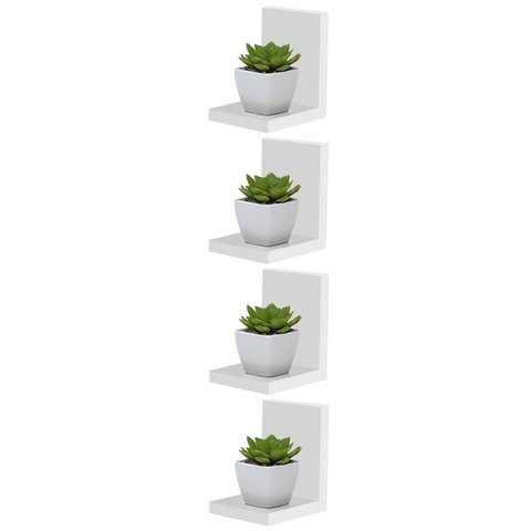 Kit com 4 Mini Prateleiras Buzios 15 X 12cm - Branco