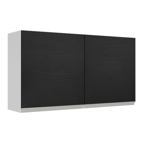 Armário de Cozinha Aéreo 120 cm 2 Portas Branco/Preto Glamy Madesa