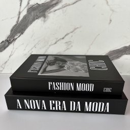 Decoração sala aparador livro fake preto branco chic fashion - 3