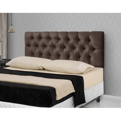 Cabeceira para Cama Casal Estofada 1.40M Marrom - Rede Móveis