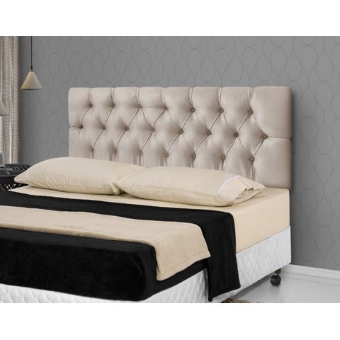 Cabeceira para Cama Casal Estofada 1.40M Bege - Rede Móveis