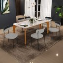 Ver imagem 5 de Mesa de Jantar Capri 160cm Off White 6 Cadeiras Melina B05 Linho Cinza Couríssimo Preto - Lyam