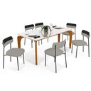 Ver imagem 1 de Mesa de Jantar Capri 160cm Off White 6 Cadeiras Melina B05 Linho Cinza Couríssimo Preto - Lyam