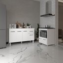 Ver imagem 2 de Armário Gabinete Camila 138 Cm com Tampo Tampão e Balcão Evelyn para Cooktop 5 Bocas Branco