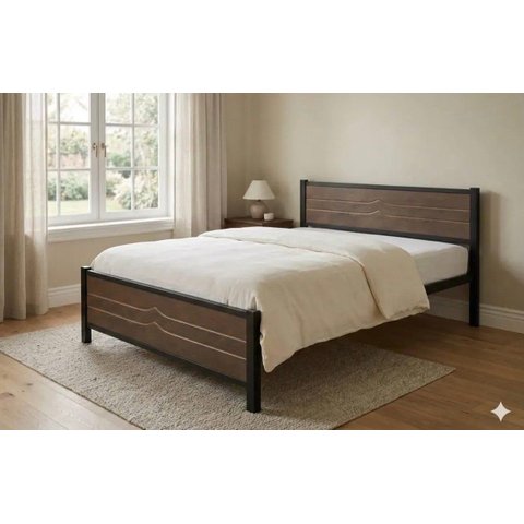 Cama Casal Madri em Aço Preto