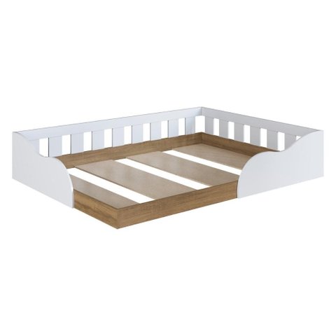 Cama de Casal Montessoriana para Colchão 188x138cm Multimóveis Cr40152 Branco/mel