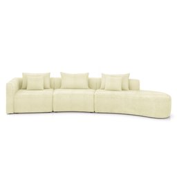 Sofá Curvo Decorativo Kimiko 427cm 5 Lugares Sala de Estar com Chaise Bouclê Off White G52 - Gran Be - 5