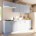 Ver imagem 2 de Cozinha Planejada 6 Peças 3 Aéreos 3 Balcões com Tampo Marselha CabeCasa MadeiraOriginals Azul/Sereno