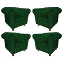 Ver imagem 1 de Kit 4 Poltronas Chesterfield Luiz Xv - Suede Verde Musgo / Decoração, recepção , barbearia, sala tv 