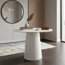 Ver imagem 1 de Mesa de Canto Cone Laqueado Redondo Vidro MDF 50cm Branco Decoraper