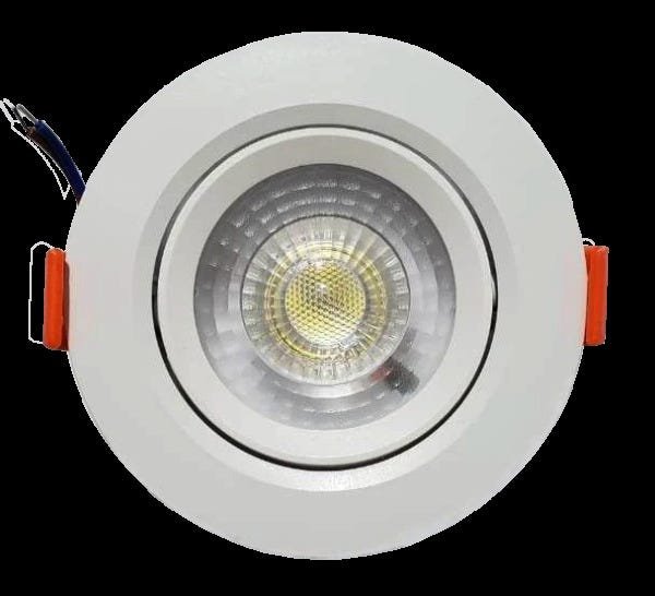 Kit com 10 - Spot LED 5W - Redondo de Embutir Direcionável / Branco Quente - 1
