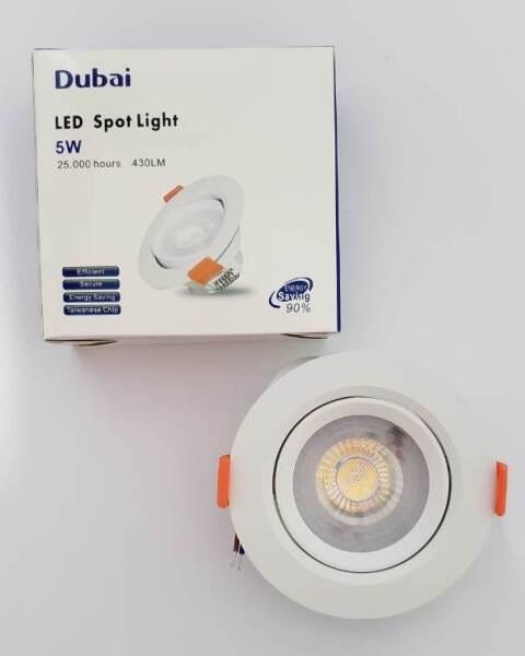 Kit com 10 - Spot LED 5W - Redondo de Embutir Direcionável / Branco Quente - 3