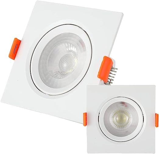 Kit com 10 Unidades - Spot LED 5W - Quadrado de Embutir Direcionável / Branco Frio - 3
