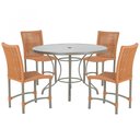 Ver imagem 1 de Mesa Ascoli 100 Cm com 4 Cadeiras Cannes de Alumínio, Pintura Fendi e Trama Tela de Corda Náutica