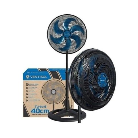 Ventilador Ventisol Oscilante Coluna Turbo 6p 40cm Azul 127v Premium