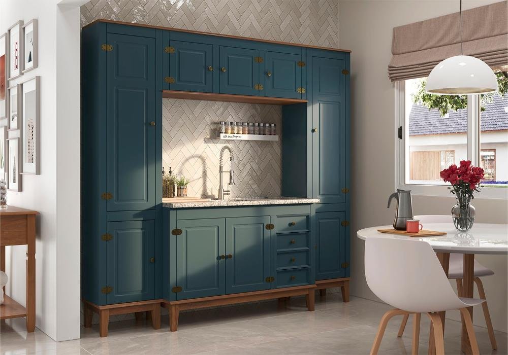 Balcão de Cozinha - Azul Petróleo | MadeiraMadeira