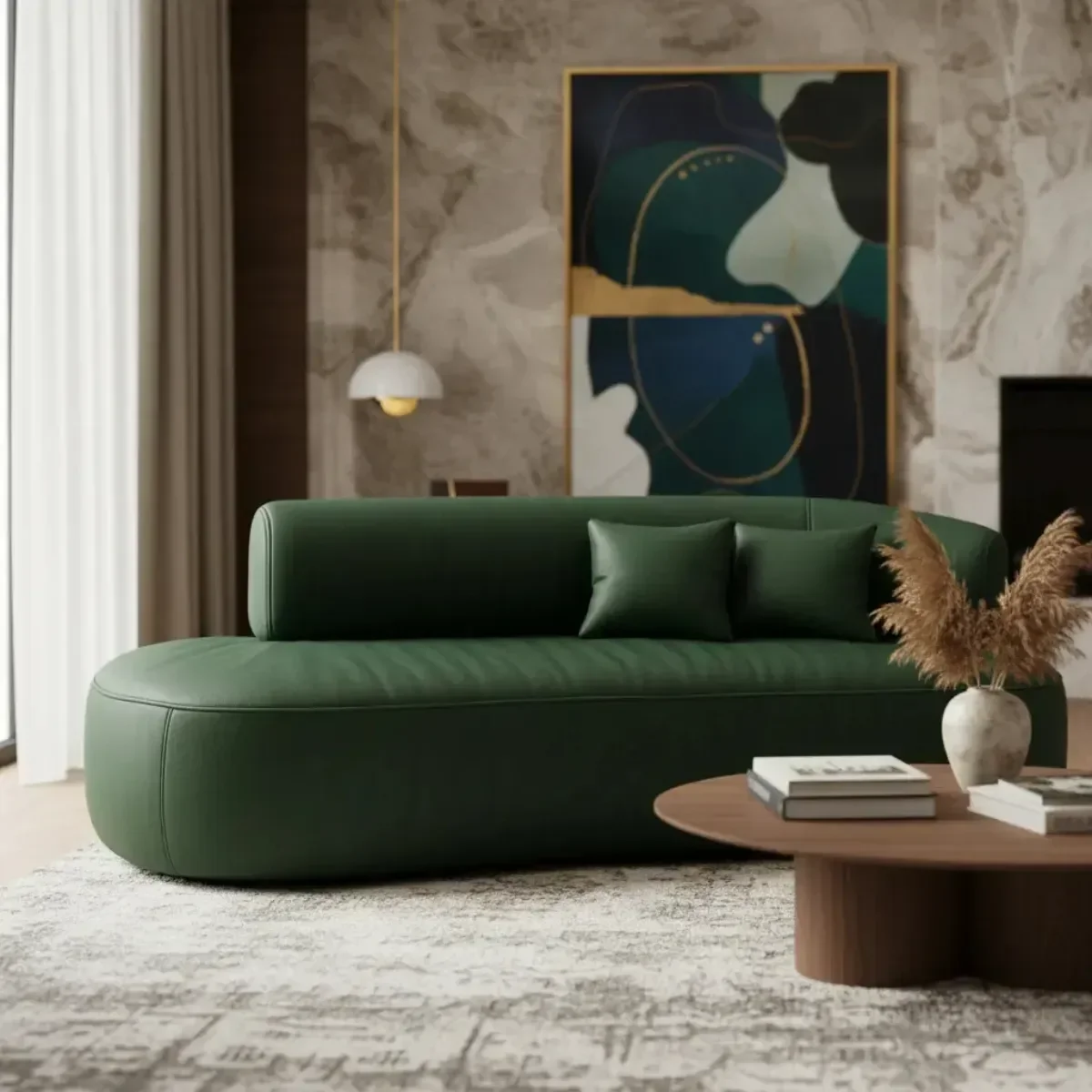 Ver imagem 1 de Sofá Orgânico Versátil Abby 210 Cm - Zahav Estofados:bouclê/courino Sintético Verde