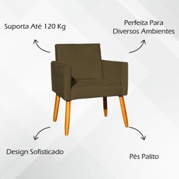 Poltrona Nina Decorativa para sala Recepção Manicure Consultório Suede - 2