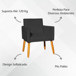 Kit 2 Poltronas Decorativa para Sala Recepção Manicure Consultório Suede - 3