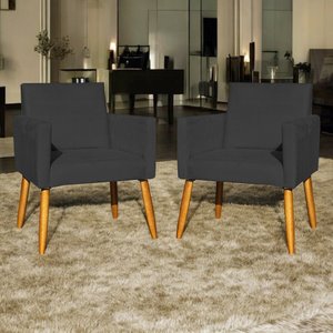 Kit 2 Poltronas Decorativa para Sala Recepção Manicure Consultório Suede