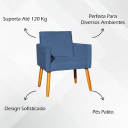 Kit 2 Poltronas Decorativa para Sala Recepção Manicure Consultório Suede - 3