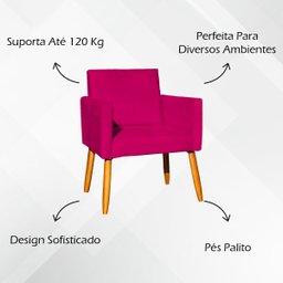 Kit 2 Poltronas Decorativa para Sala Recepção Manicure Consultório Suede - 3
