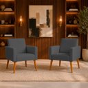 Ver imagem 1 de Kit 2 Poltronas Decorativa para Sala Recepção Manicure Consultório Suede