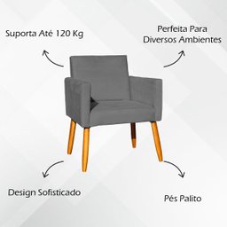 Kit 2 Poltronas Decorativa para Sala Recepção Manicure Consultório Suede - 3