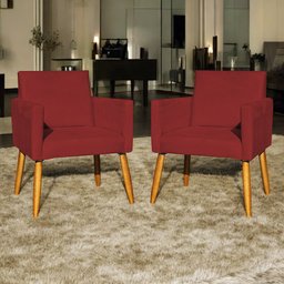 Kit 2 Poltronas Decorativa para Sala Recepção Manicure Consultório Suede - 1